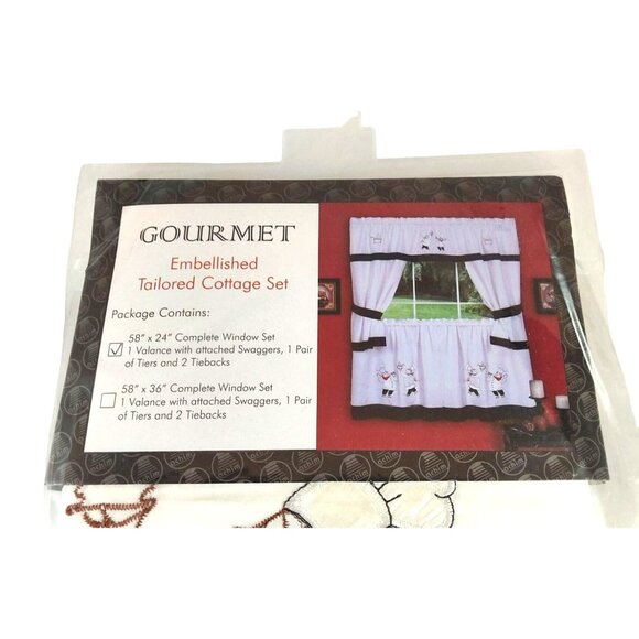 Gourmet Embellished Tailored Cottage Window Set 58" x 24" Polyester Curtain With - Picture 5 of 5